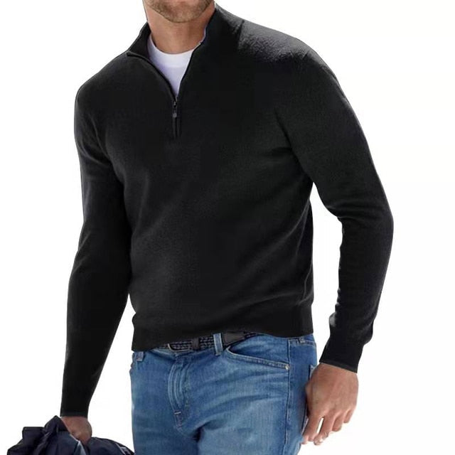 Wygodny sweter męski - Bradley-Czarny-M-Trend Polska