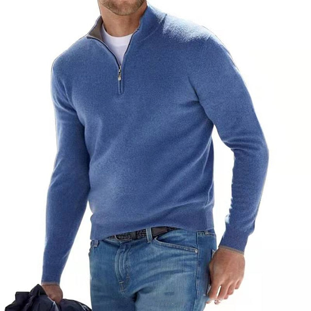 Wygodny sweter męski - Bradley-Niebieski-M-Trend Polska