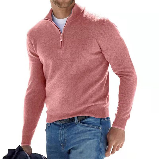 Wygodny sweter męski - Bradley-Różowy-M-Trend Polska