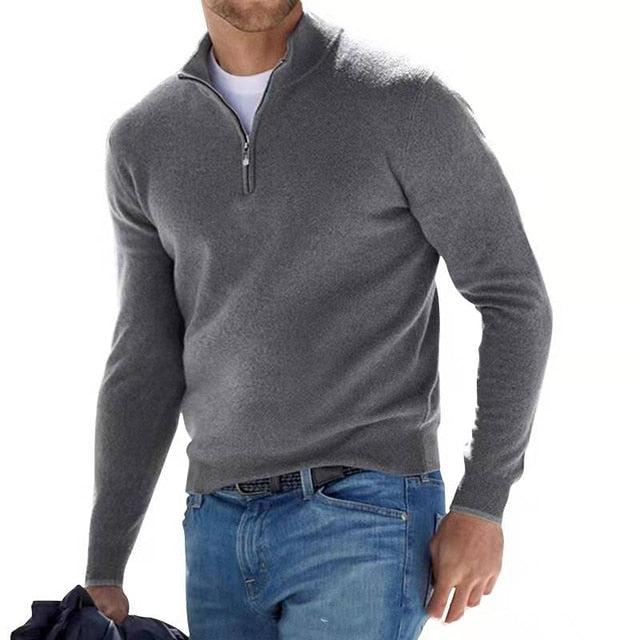 Wygodny sweter męski - Bradley-Szary-M-Trend Polska
