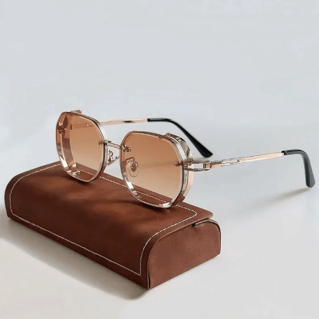 Wysokiej jakości męskie okulary przeciwsłoneczne z elegancką ramką – UrbanValence-Brązowy-Trend Polska