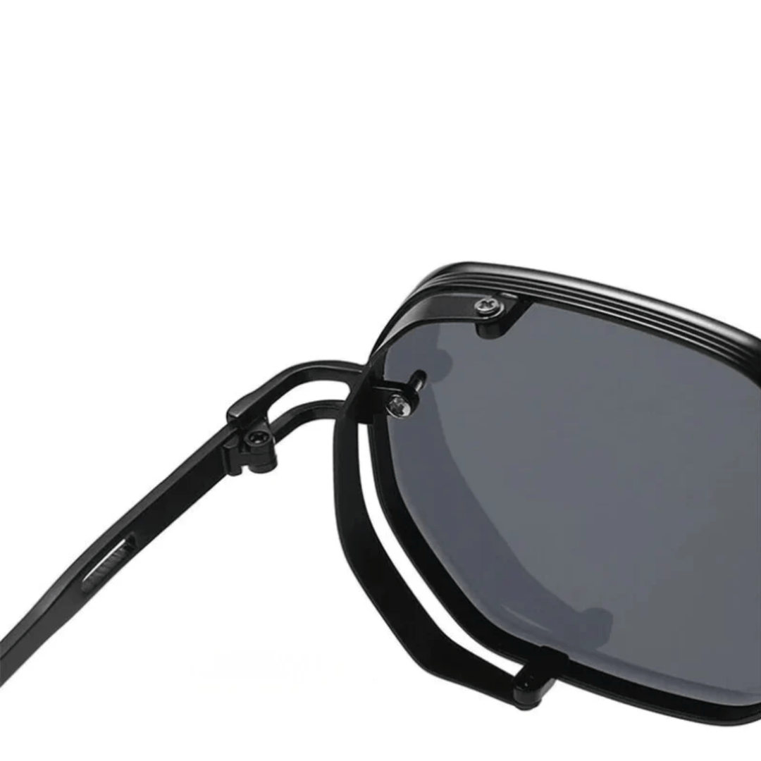 Wysokiej jakości męskie okulary przeciwsłoneczne z elegancką ramką – UrbanValence-Czarny-Trend Polska