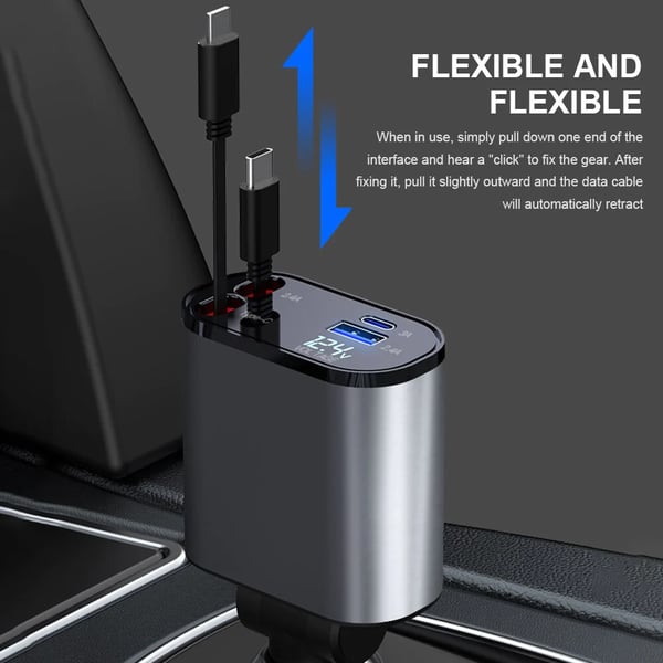 Wysuwana ładowarka samochodowa – VoltEdge-USB-C + iPhone-Trend Polska