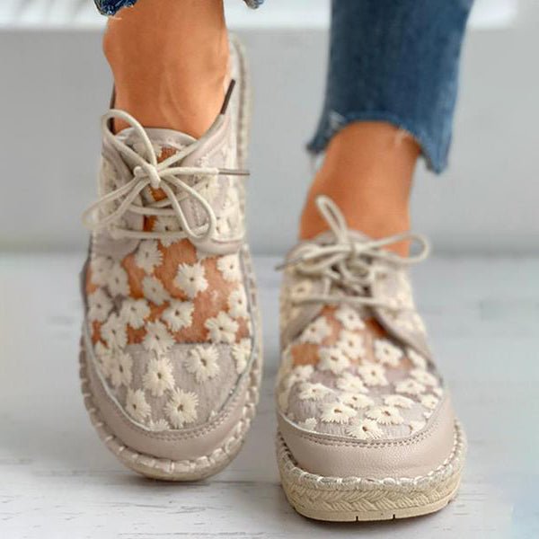Wyszywane Buty Kwiatowe z Wspierającą Wkładką – Lucine-Beżowy-35-Trend Polska