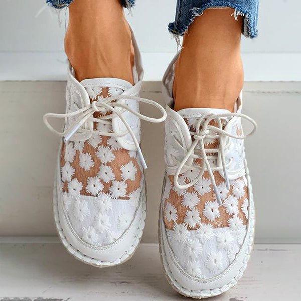 Wyszywane Buty Kwiatowe z Wspierającą Wkładką – Lucine-Biały-35-Trend Polska