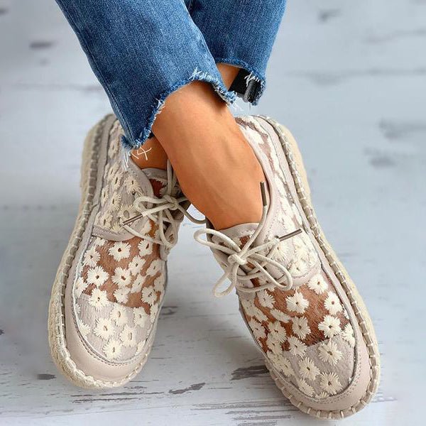 Wyszywane Buty Kwiatowe z Wspierającą Wkładką – Lucine-Biały-35-Trend Polska