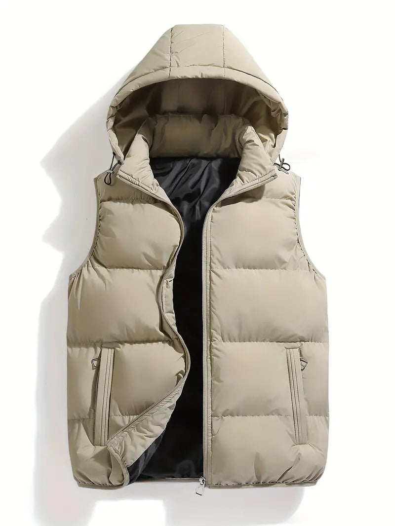 Wytrzymała wypełniona męska kamizelka z kapturem – Leonardo-Khaki-S-Trend Polska