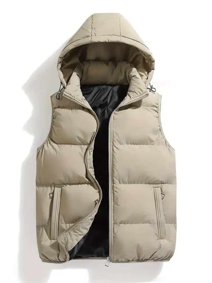 Wytrzymała wypełniona męska kamizelka z kapturem – Leonardo-Khaki-S-Trend Polska
