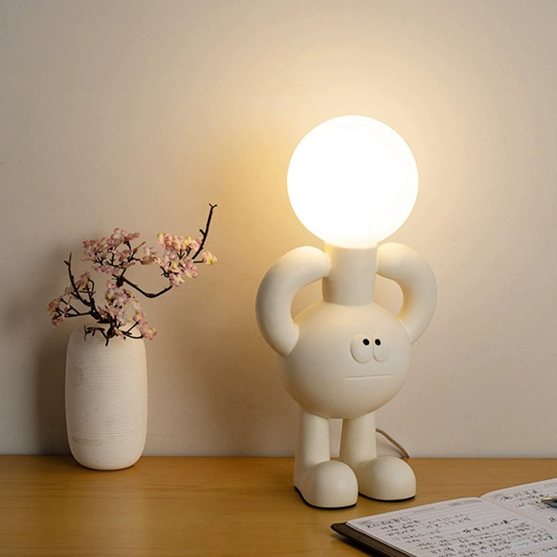 Zabawna lampa stołowa z szklana kulą - Glombra-Biały-Trend Polska