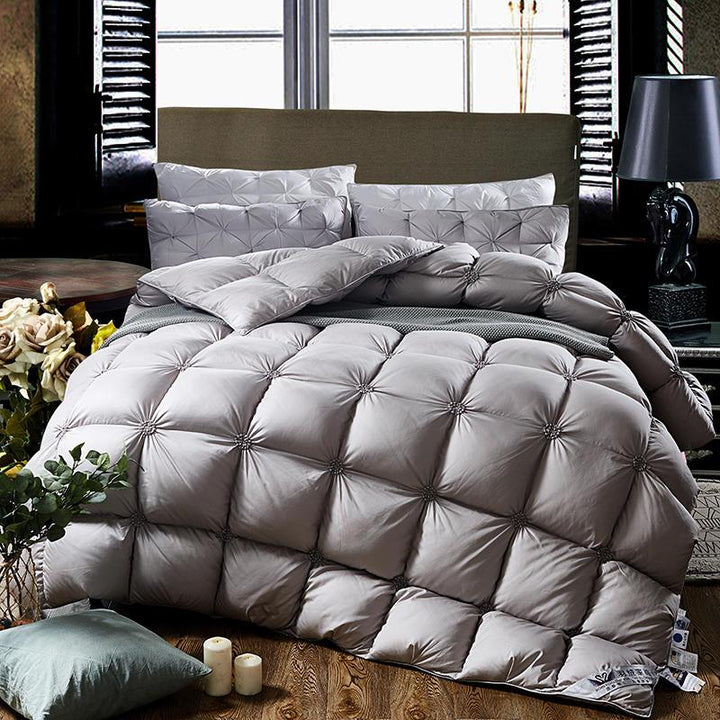 Zagłówek wypełniony w 100% puchem gęsimi - PlumeLux-Szary-200x230cm 3.000g-Trend Polska