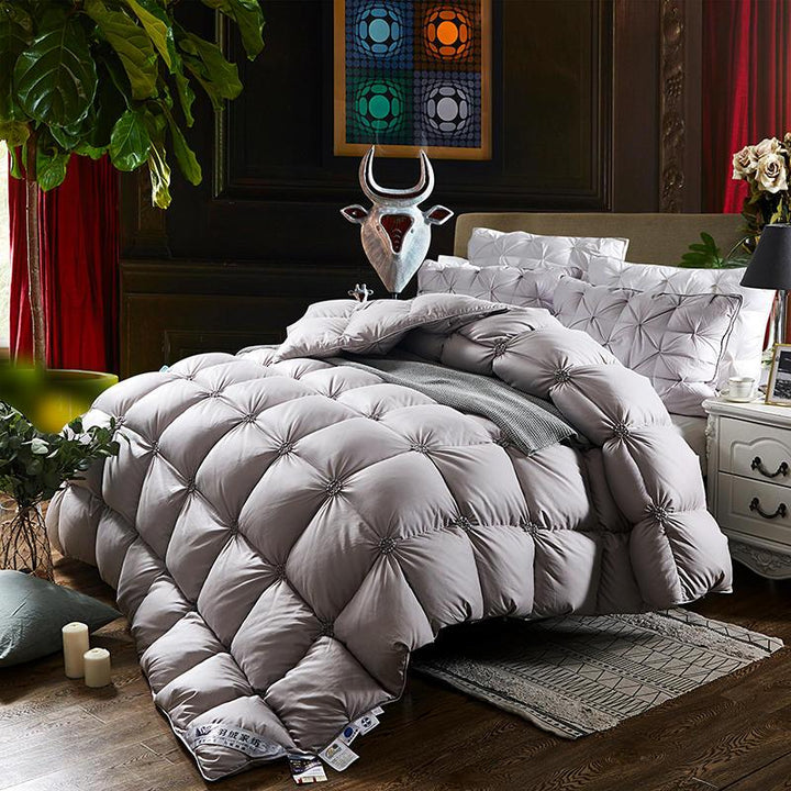 Zagłówek wypełniony w 100% puchem gęsimi - PlumeLux-Szary-200x230cm 3.000g-Trend Polska