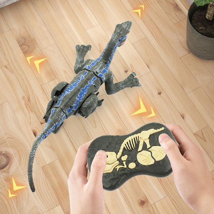 Zdalny interaktywny dinozaur z zacinającą mgłą - RoboRex-Velociraptor 22 cm - Niebieski-Trend Polska