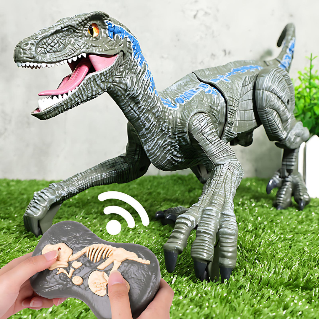 Zdalny interaktywny dinozaur z zacinającą mgłą - RoboRex-Velociraptor 22 cm - Niebieski-Trend Polska