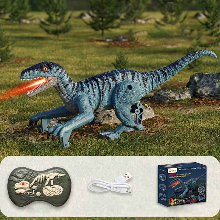 Zdalny interaktywny dinozaur z zacinającą mgłą - RoboRex-Velociraptor 22 cm - Niebieski-Trend Polska