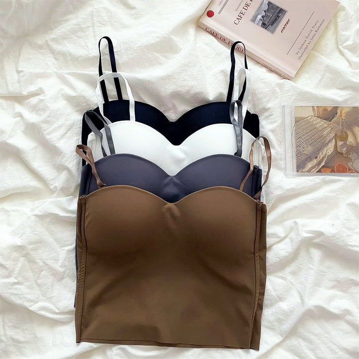 Zestaw 4 lekkich topów na ramiączkach z wbudowanym biustonoszem bandeau - Tiana-S-Trend Polska