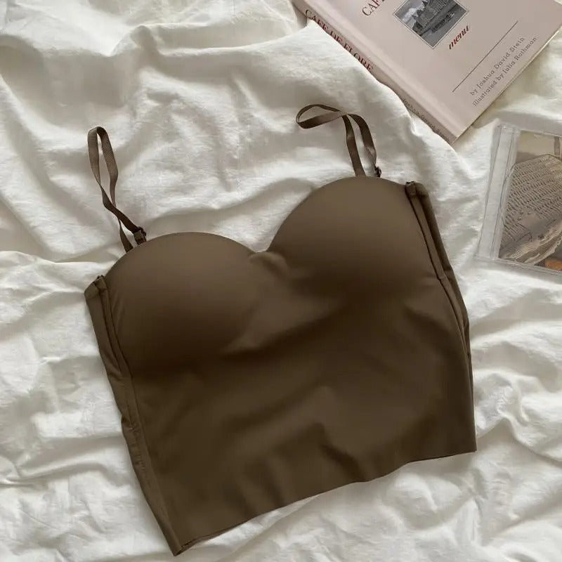 Zestaw 4 lekkich topów na ramiączkach z wbudowanym biustonoszem bandeau - Tiana-S-Trend Polska