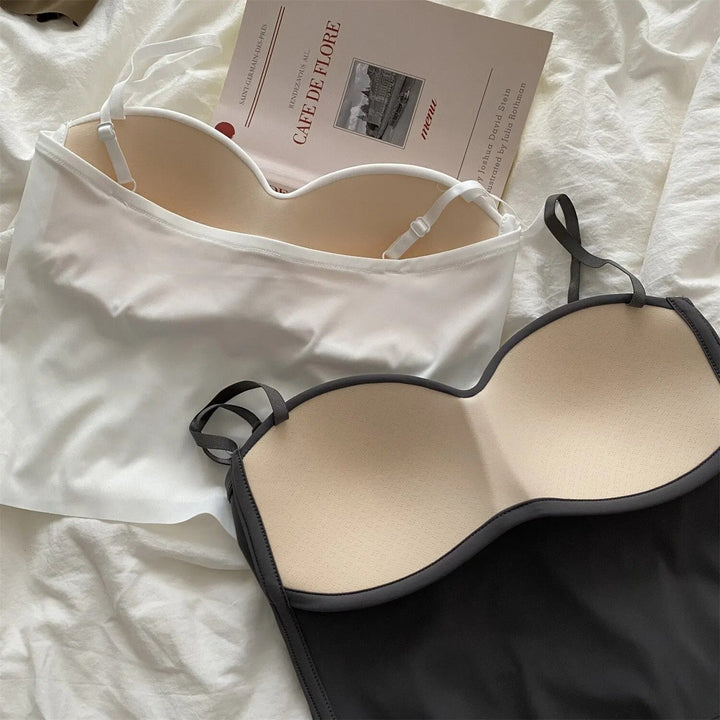 Zestaw 4 lekkich topów na ramiączkach z wbudowanym biustonoszem bandeau - Tiana-S-Trend Polska