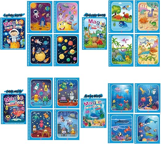 Zestaw 4 wielokrotnego użytku książek do malowania wodą – AquaColor Books-Trend Polska