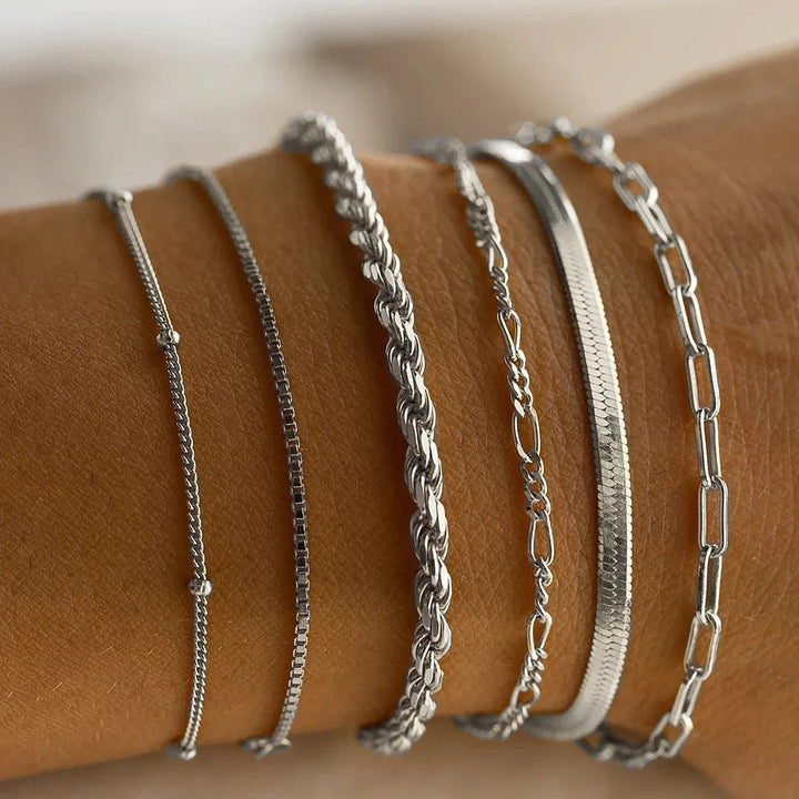 Zestaw 6 Stylowych Bracelets – Amélie-Srebrny-Trend Polska