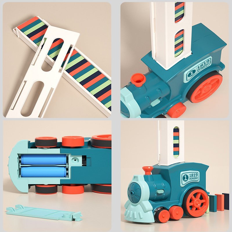 Zestaw Automatycznego Pociągu z Domino - AutoDomino-60 sztuk-Niebieski-Trend Polska