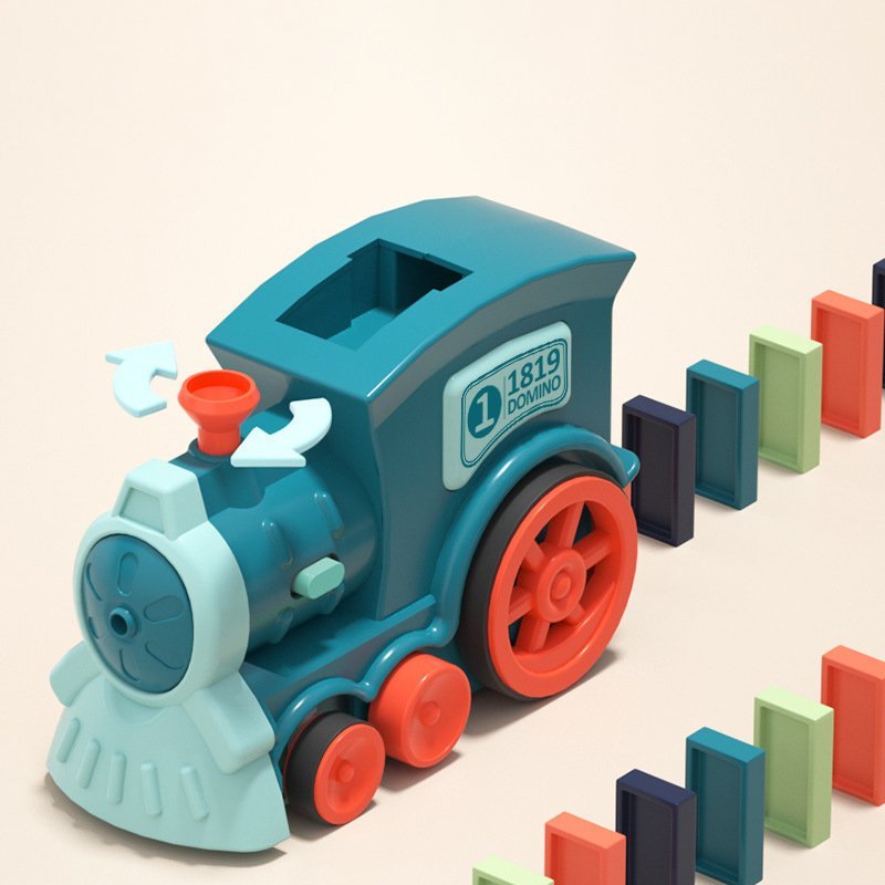 Zestaw Automatycznego Pociągu z Domino - AutoDomino-60 sztuk-Niebieski-Trend Polska