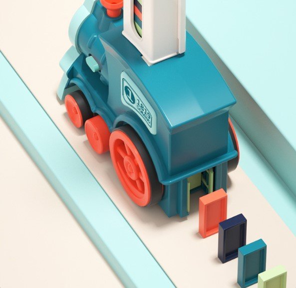 Zestaw Automatycznego Pociągu z Domino - AutoDomino-60 sztuk-Niebieski-Trend Polska