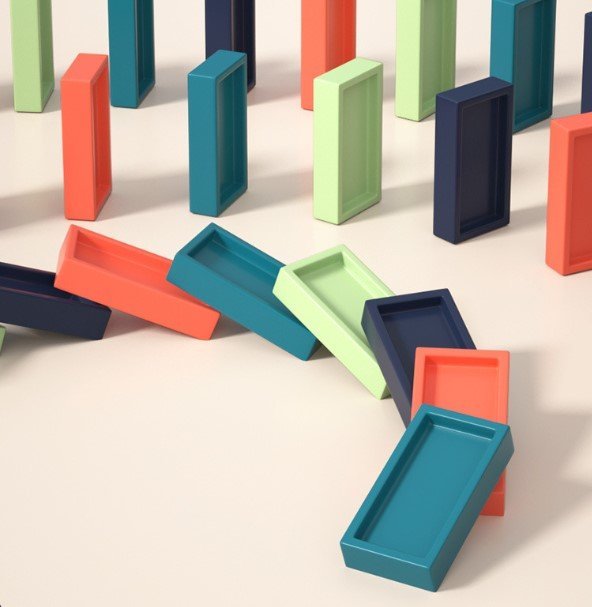 Zestaw Automatycznego Pociągu z Domino - AutoDomino-60 sztuk-Niebieski-Trend Polska