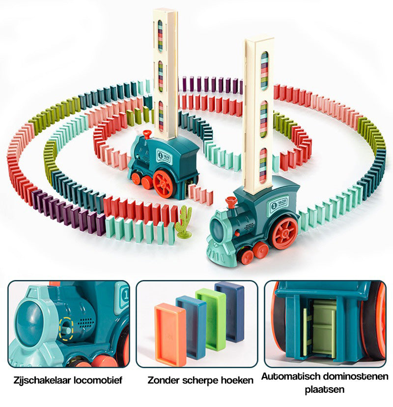 Zestaw Automatycznego Pociągu z Domino - AutoDomino-60 sztuk-Niebieski-Trend Polska