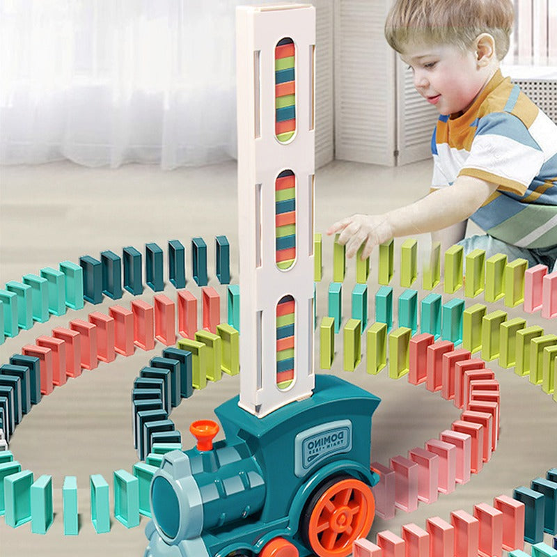 Zestaw Automatycznego Pociągu z Domino - AutoDomino-60 sztuk-Niebieski-Trend Polska