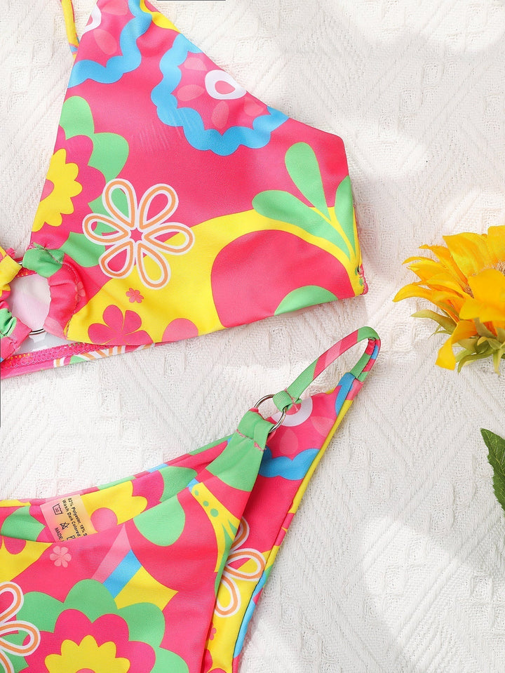 Zestaw bikini z różowym kwiatowym wzorem – Liliane-S-Trend Polska