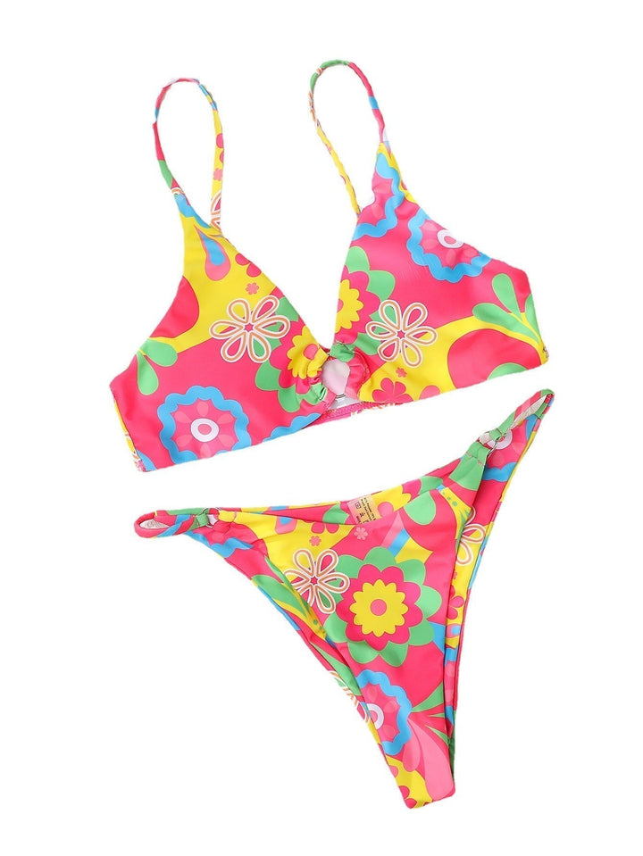 Zestaw bikini z różowym kwiatowym wzorem – Liliane-S-Trend Polska
