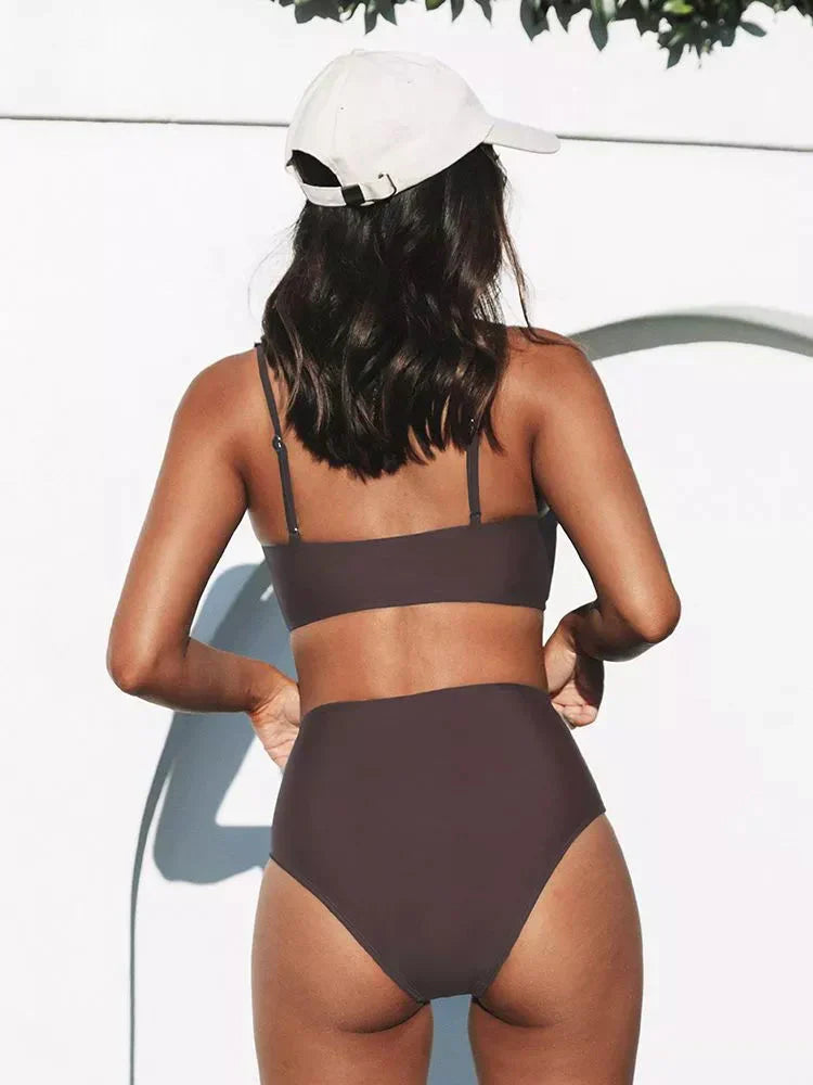 Zestaw bikini z wysokim stanem – Eliva-Bordowy-S-Trend Polska
