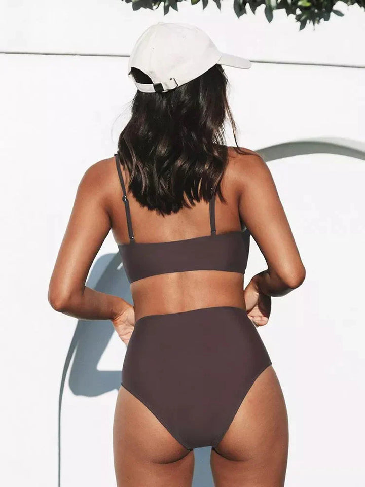 Zestaw bikini z wysokim stanem – Eliva-Bordowy-S-Trend Polska