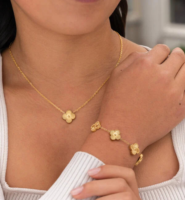 Zestaw biżuterii Luxe Clover dla kobiet - Lyla-Białe złoto-Trend Polska