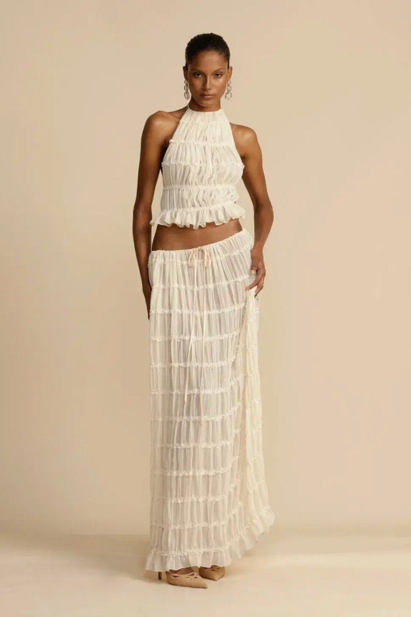 Zestaw Chiffon bez wzorów – Calysta-Biały-S-Trend Polska