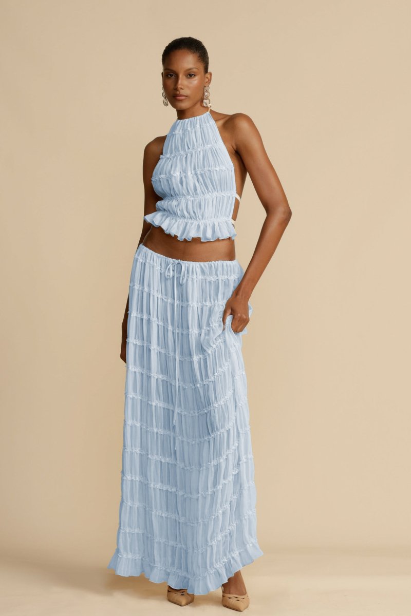 Zestaw Chiffon bez wzorów – Calysta-Niebieski-S-Trend Polska