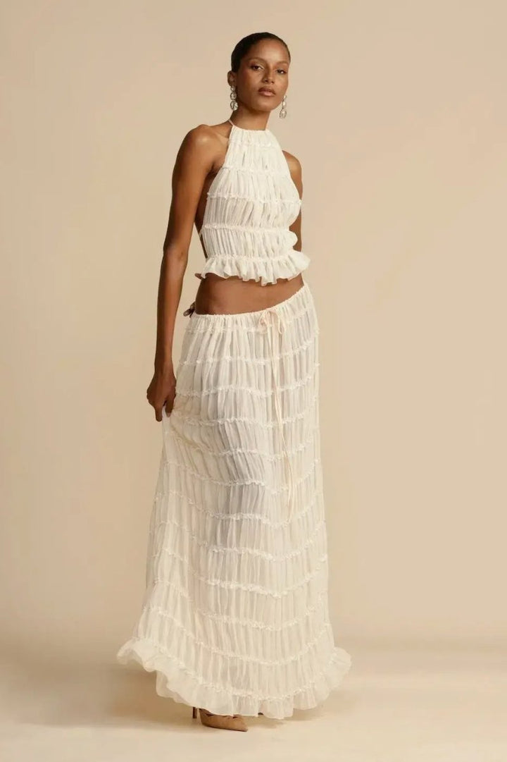 Zestaw Chiffon bez wzorów – Calysta-Biały-S-Trend Polska
