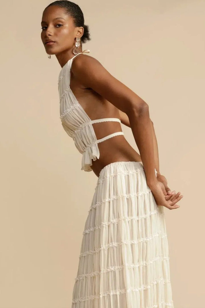 Zestaw Chiffon bez wzorów – Calysta-Biały-S-Trend Polska