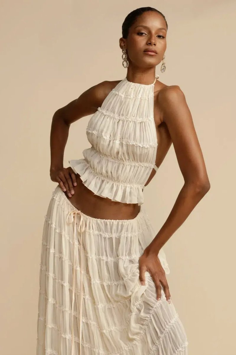 Zestaw Chiffon bez wzorów – Calysta-Biały-S-Trend Polska