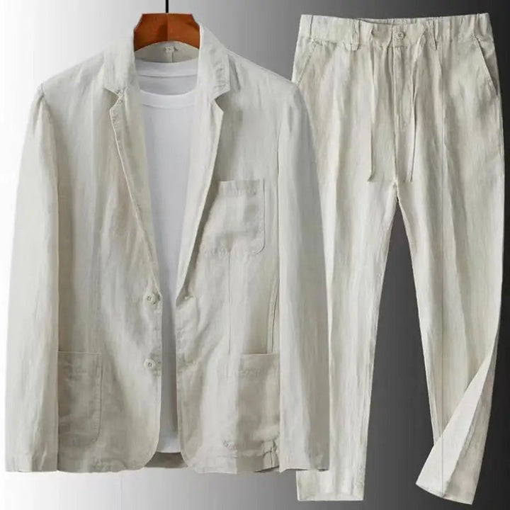 Zestaw lniany Urban Casual dla mężczyzn - Simon-Beżowy-S-Trend Polska