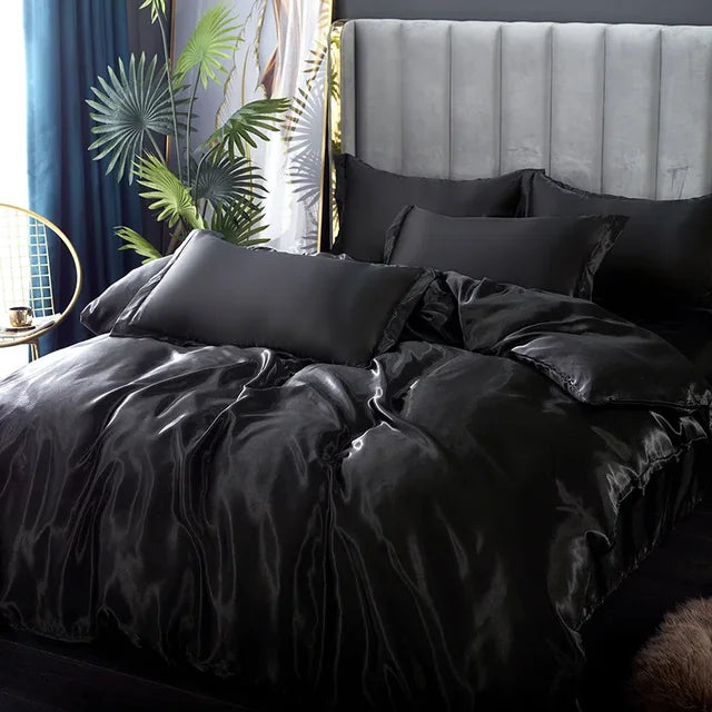 Zestaw luksusowej pościeli - SilkEssence-Czarny-90 x 200 cm-Trend Polska