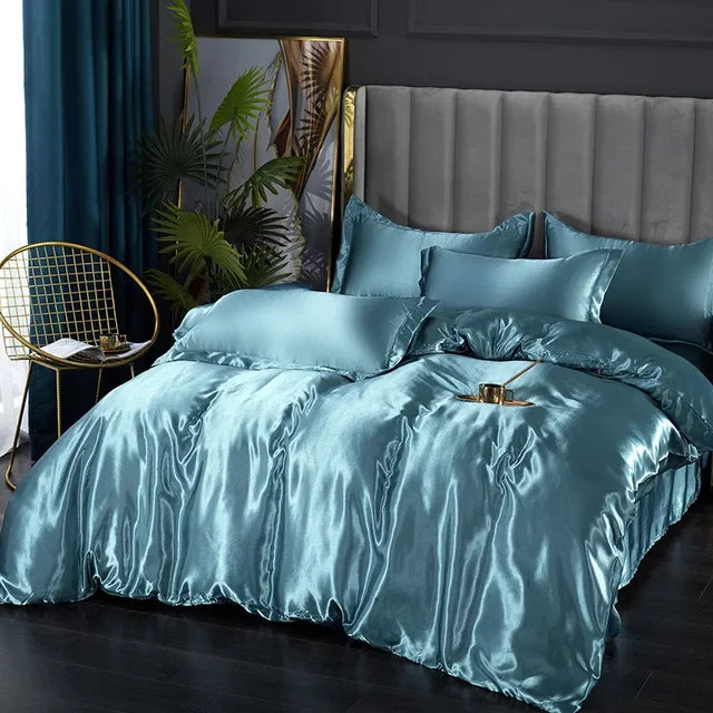 Zestaw luksusowej pościeli - SilkEssence-Księżycowy błękit-90 x 200 cm-Trend Polska