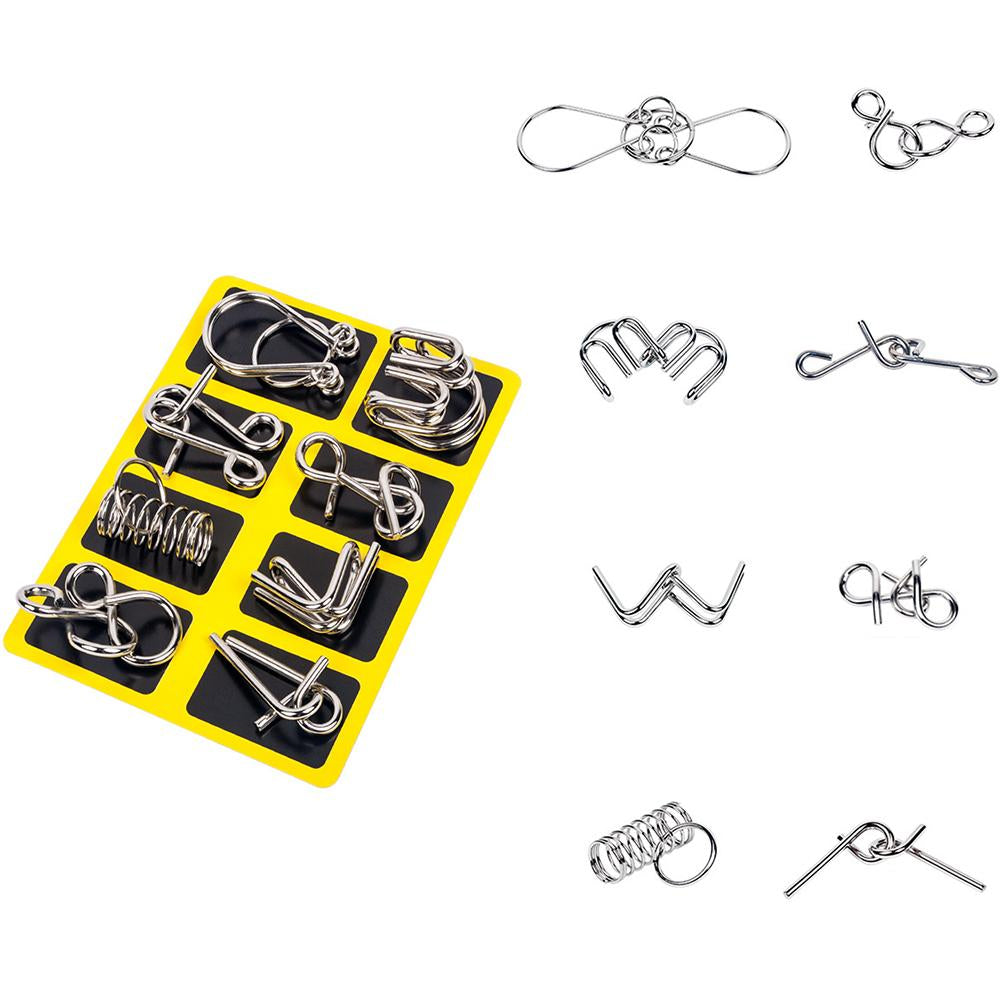 Zestaw metalowych pierścieni puzzle - BrainTwist-Żółty-Trend Polska