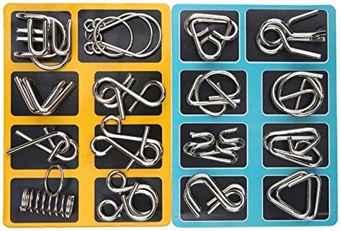 Zestaw metalowych pierścieni puzzle - BrainTwist-Żółty-Trend Polska