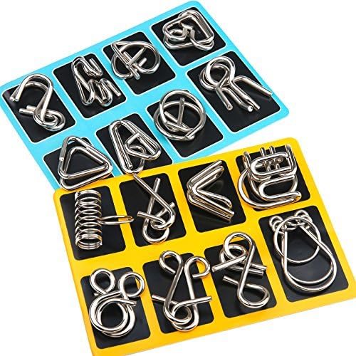 Zestaw metalowych pierścieni puzzle - BrainTwist-Żółty-Trend Polska