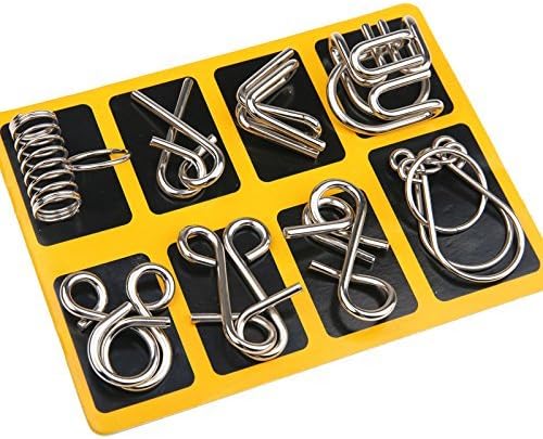 Zestaw metalowych pierścieni puzzle - BrainTwist-Żółty-Trend Polska
