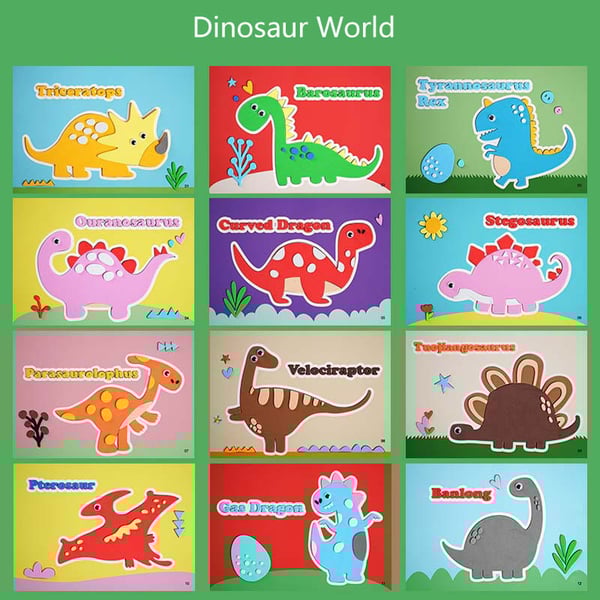 Zestaw Naklejek 3D z Zwierzętami - FantasieFlora-Świat Dinozaurów-12 sztuk-Trend Polska