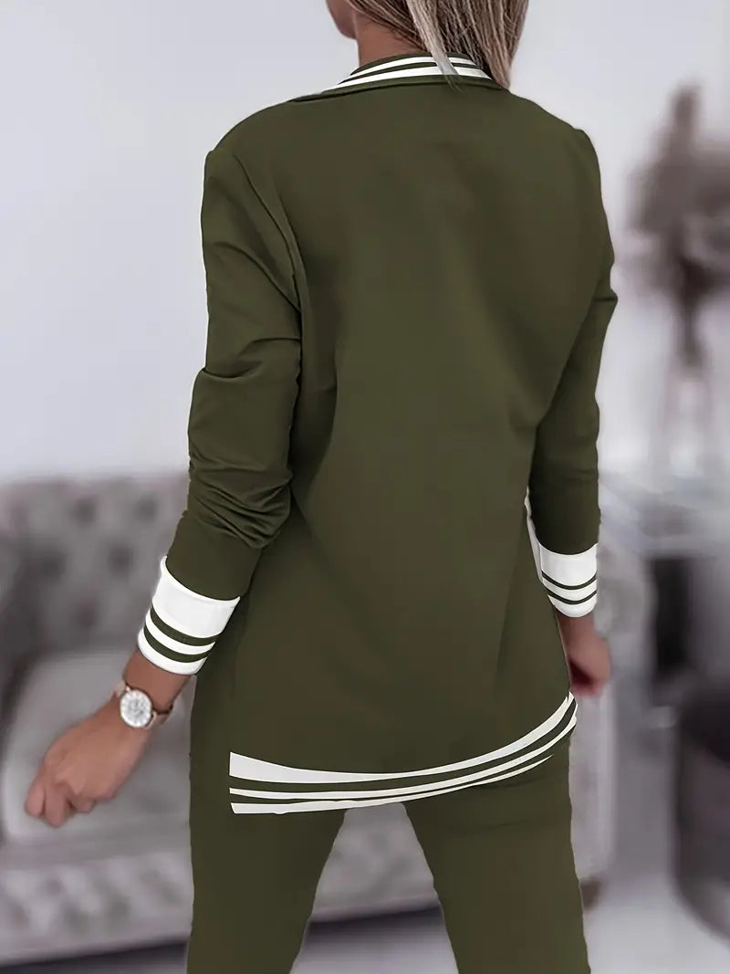 Zestaw w Paski w Stylu Casual Streetwear - Sophie-Różowy-M-Trend Polska