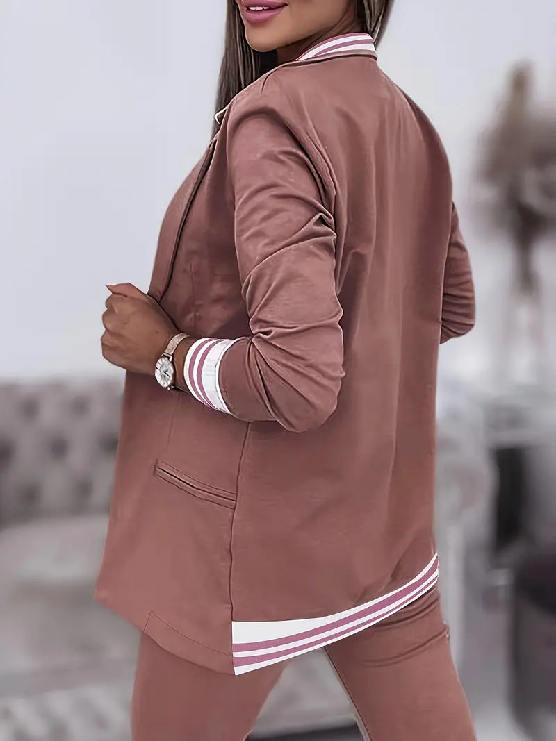Zestaw w Paski w Stylu Casual Streetwear - Sophie-Różowy-M-Trend Polska