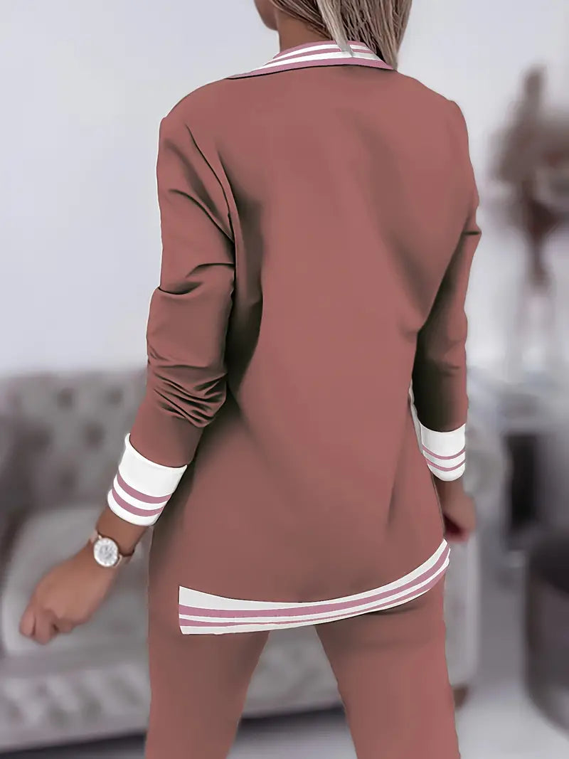 Zestaw w Paski w Stylu Casual Streetwear - Sophie-Różowy-M-Trend Polska